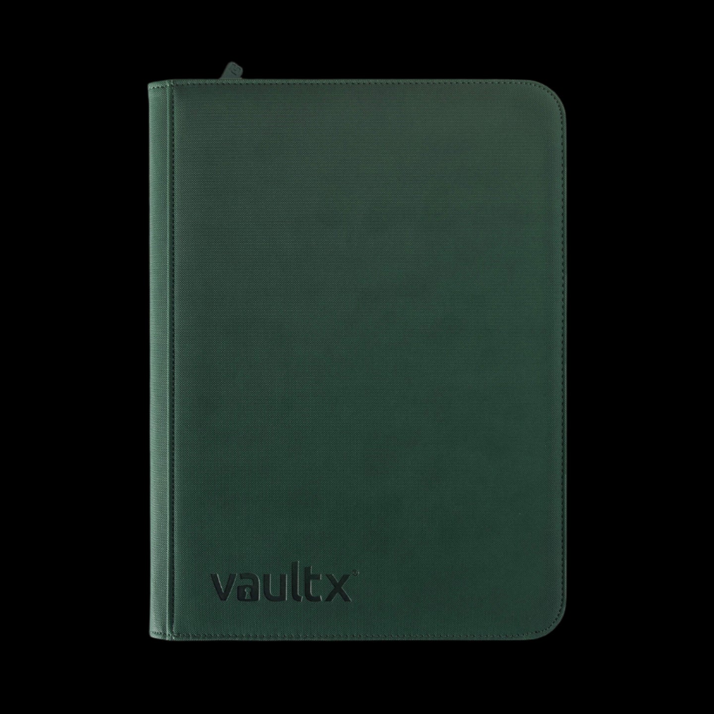 The Vault X 9-pocket binder in Green holds up to 360 cards securely with side-loading pages and a zipper closure. Perfect for organizing your favorite trading cards like Magic, Pokémon, Yu-Gi-Oh!, and more.