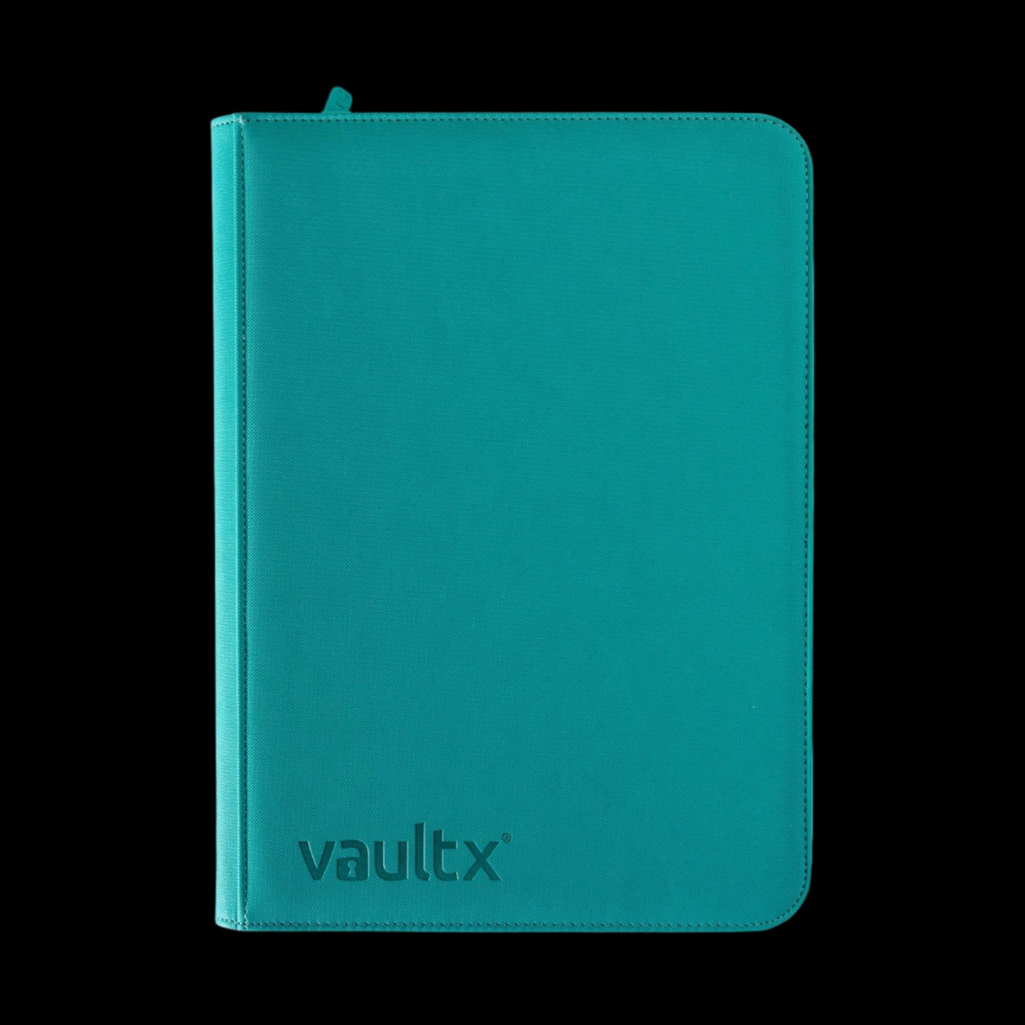 The Vault X 9-pocket binder in Teal holds up to 360 cards securely with side-loading pages and a zipper closure. Perfect for organizing your favorite trading cards like Magic, Pokémon, Yu-Gi-Oh!, and more.