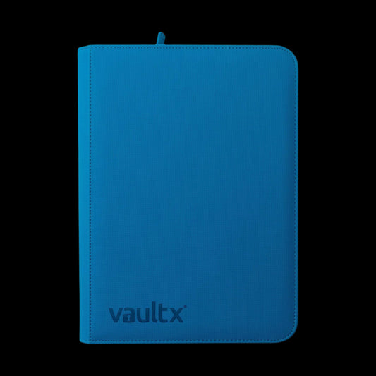 The Vault X 9-pocket zip binder in Neon Blue holds up to 360 cards securely with side-loading pages and a zipper closure. Perfect for organizing your favorite trading cards like Magic, Pokémon, Yu-Gi-Oh!, and more.