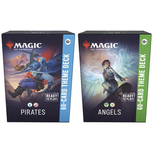 Two 'Magic: The Gathering' theme decks, one for Pirates and one for Angels, on a white background.